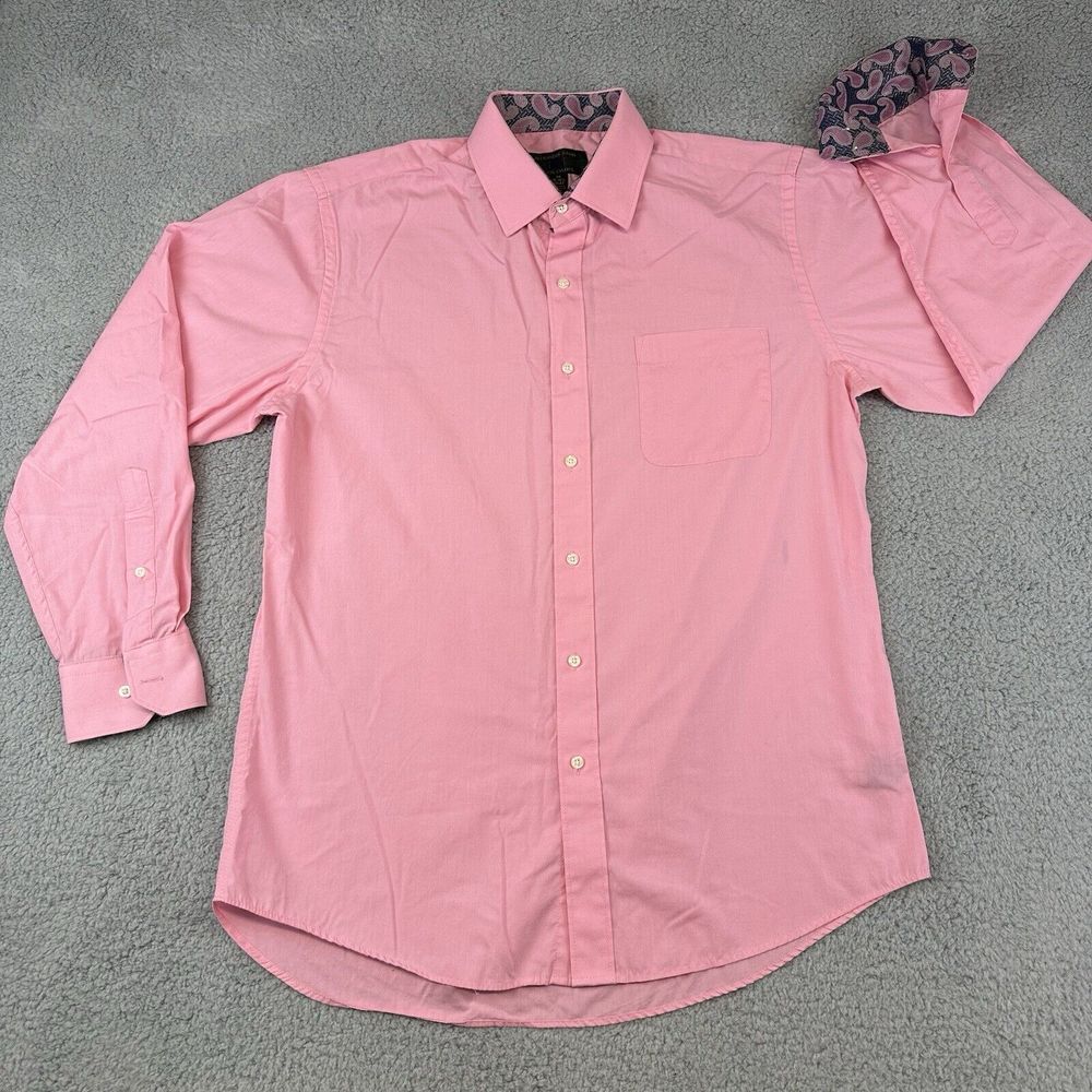 Alexander Julian Colours Button Up Shirt Men's Medium Pink Paisley Flip Cuff‎